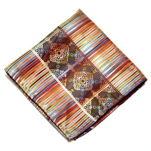 Vintage Rainbow Ombré Silk Brocade Pocket Square